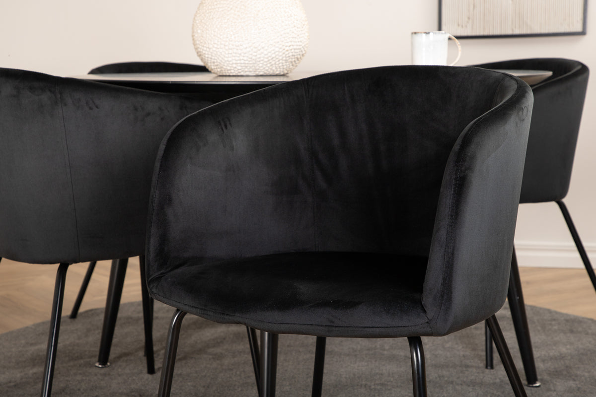 Venture Design Berit & Dipp Matstolar Svart + Runda Matbord ⌀115 Svart
