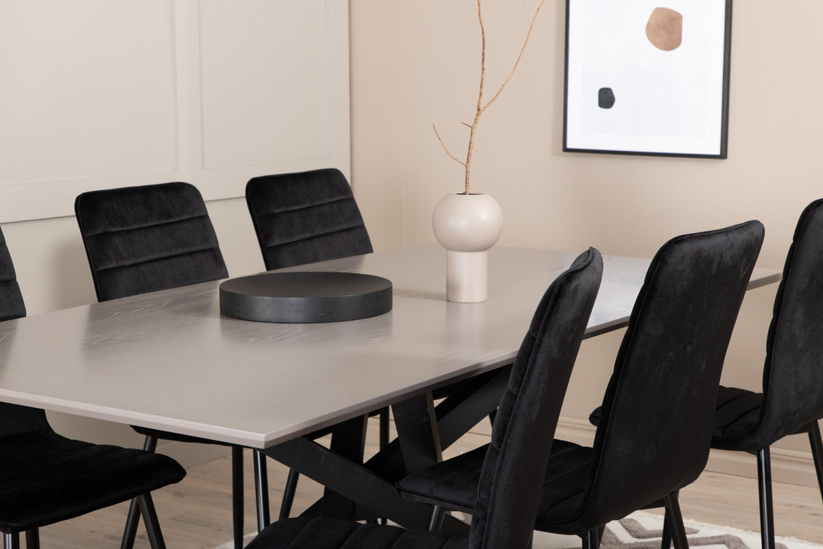 Venture Design Windu & Piazza Matstolar 2-pack Svart + Rektangulära Matbord 180 x 90 Svart