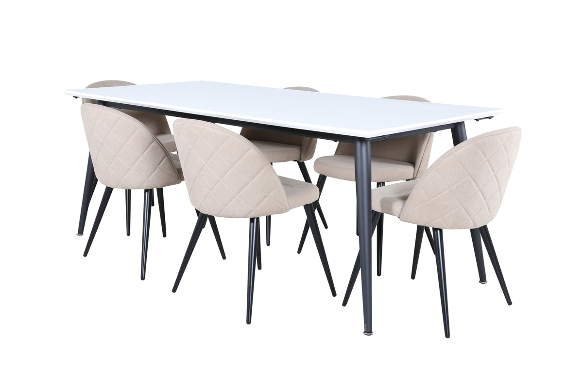 Venture Design Jimmy & Velvet Matbord 90 x 195 + Matstolar Beige