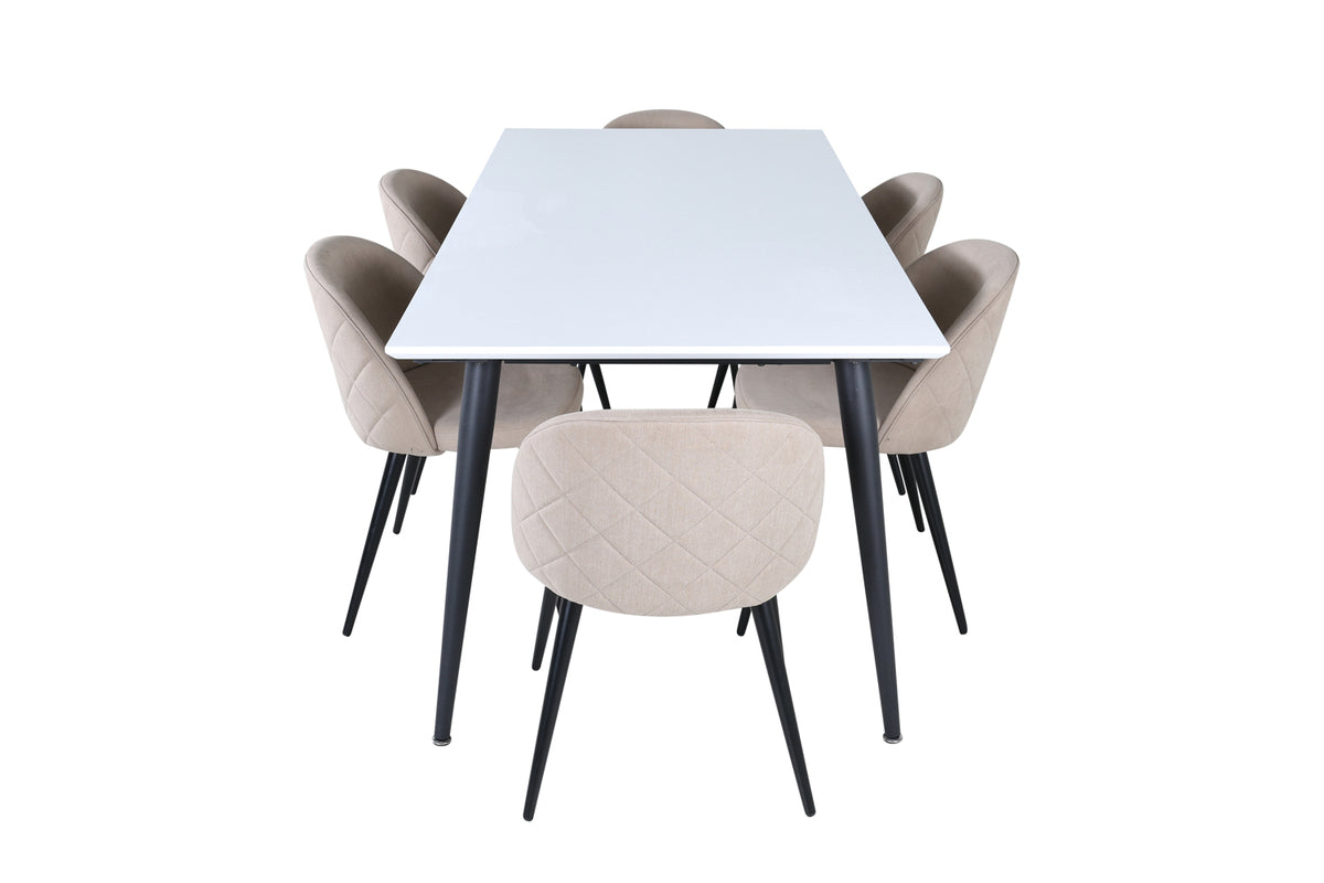 Venture Design Jimmy & Velvet Matbord 90 x 195 + Matstolar Beige