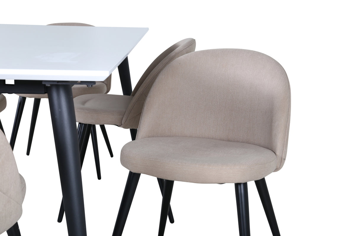 Venture Design Jimmy & Velvet Matbord 90 x 195 + Matstolar Beige