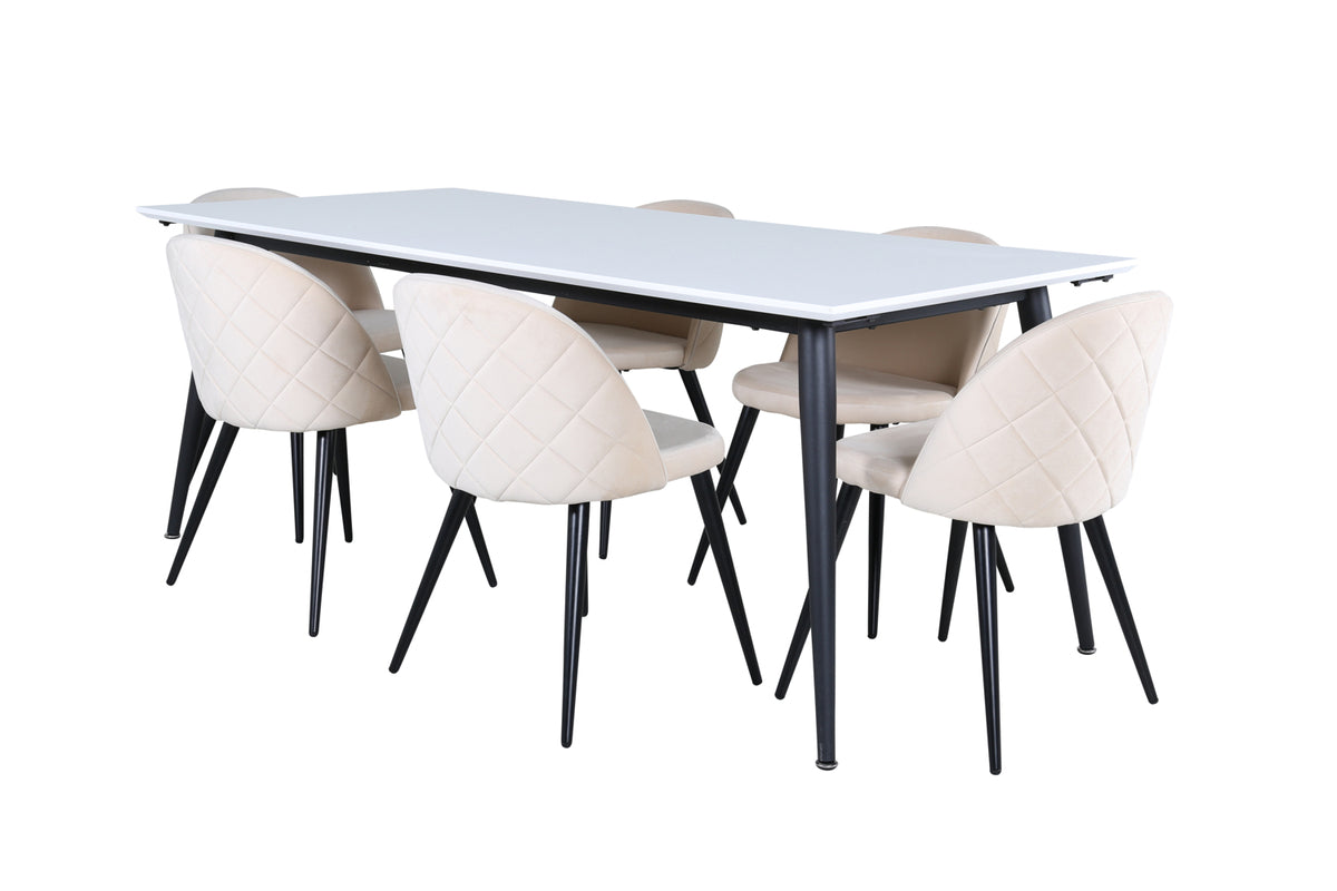 Venture Design Jimmy & Velvet Matbord 90 x 195 + Matstolar Beige