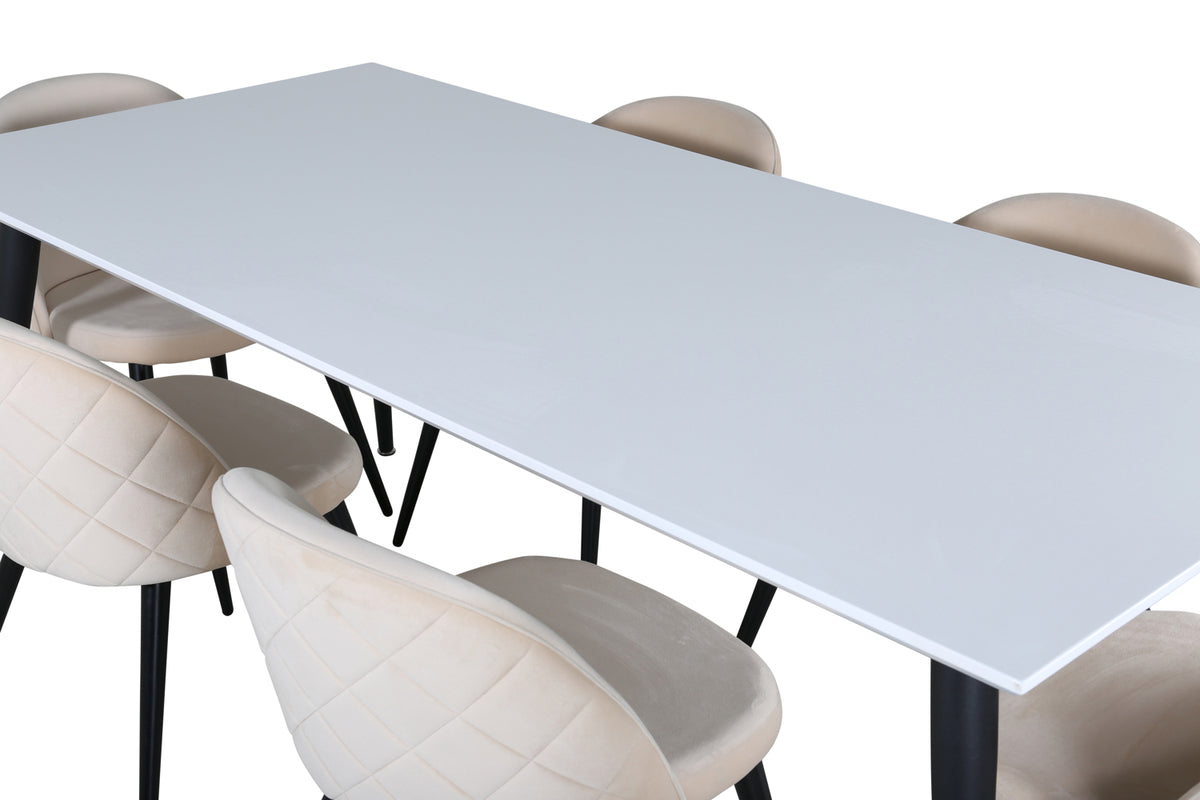 Venture Design Jimmy & Velvet Matbord 90 x 195 + Matstolar Beige