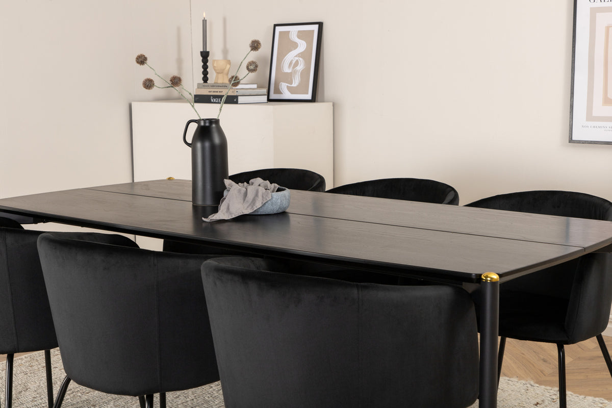 Venture Design Berit & Pelle Matstolar Svart + Rektangulära Matbord 190 x 90 Svart