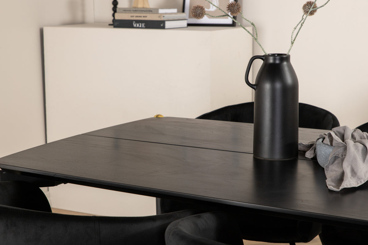 Venture Design Berit & Pelle Matstolar Svart + Rektangulära Matbord 190 x 90 Svart
