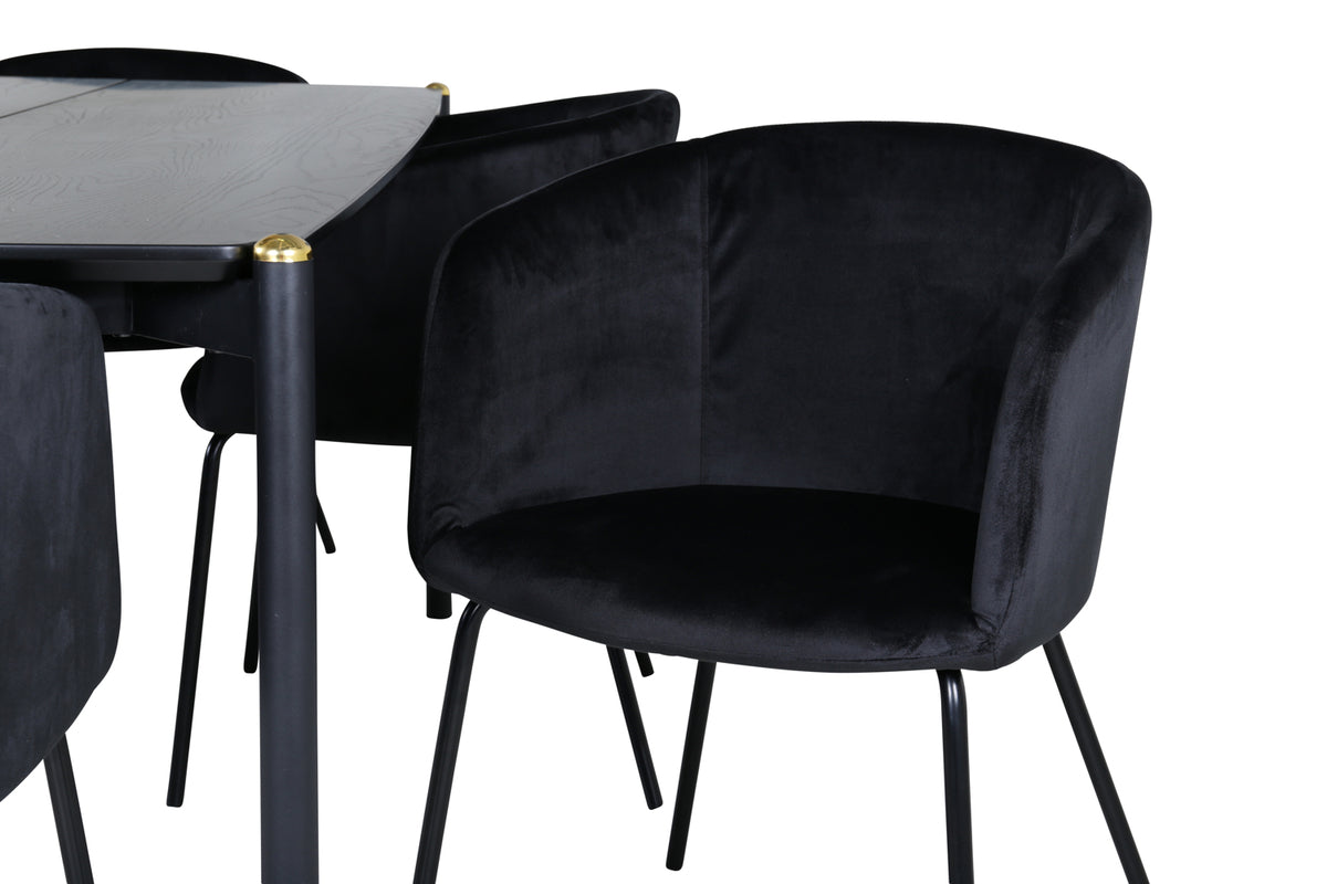 Venture Design Berit & Pelle Matstolar Svart + Rektangulära Matbord 190 x 90 Svart