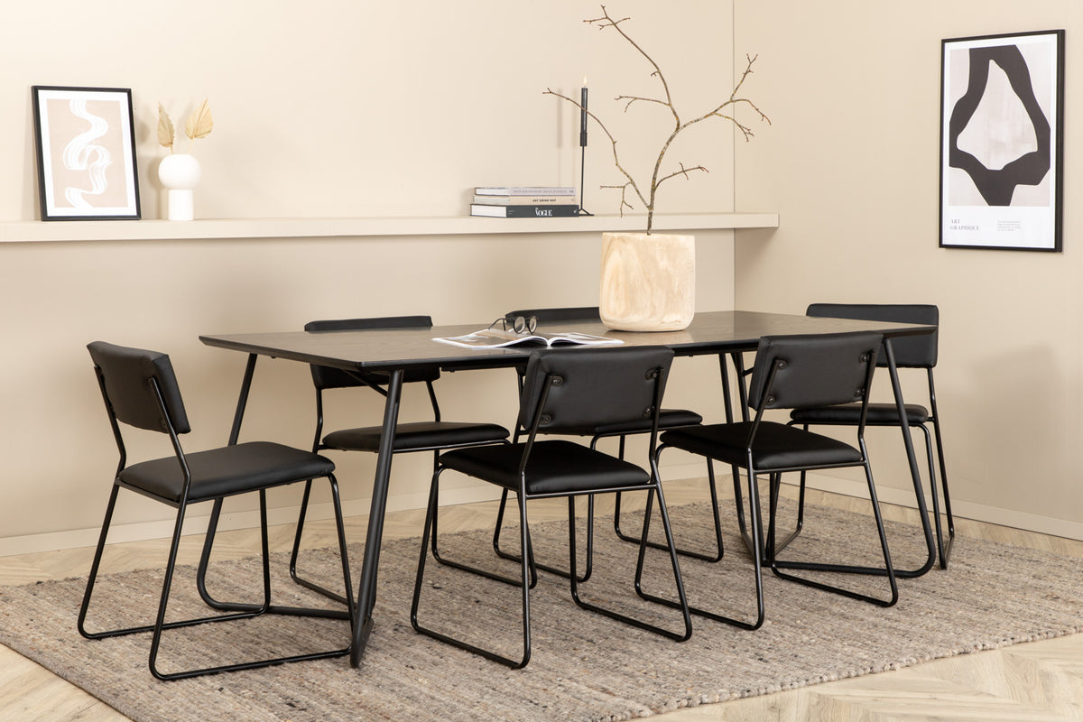 Venture Design Kenth & Petra Matstolar Svart + Matbord 90x190