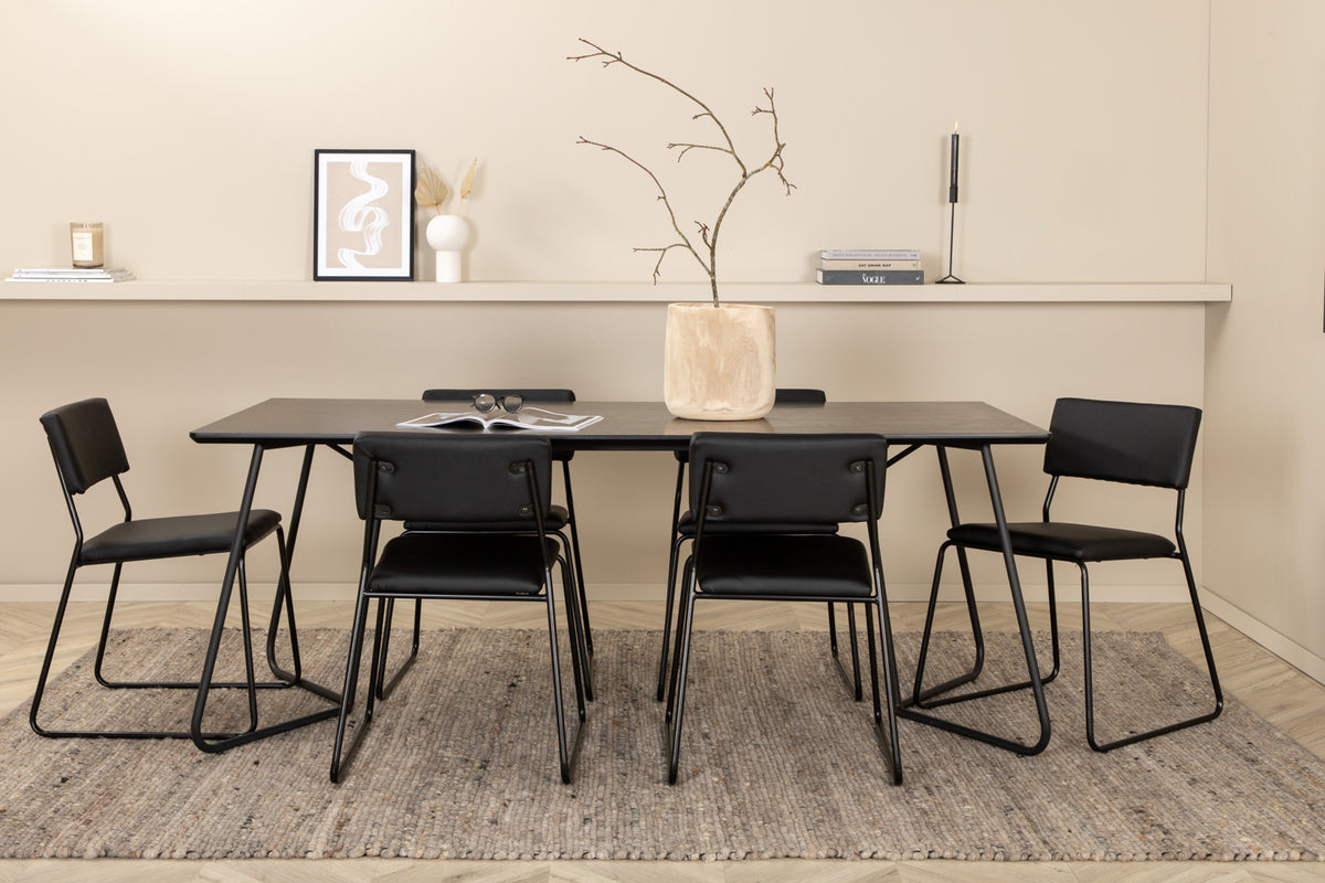 Venture Design Kenth & Petra Matstolar Svart + Matbord 90x190
