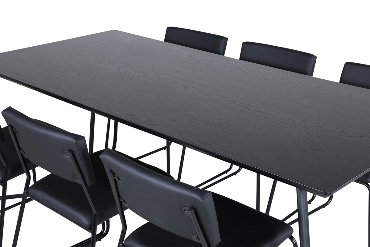 Venture Design Kenth & Petra Matstolar Svart + Matbord 90x190