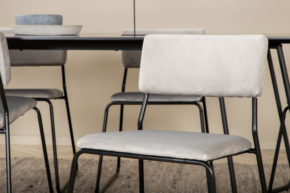 Venture Design Kenth & Petra Matstolar 2-pack Grå + Rektangulära Matbord 190 x 90 Svart