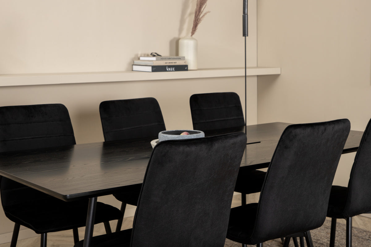Venture Design Petra & Windu Matbord 90x190 + Matstolar Svart