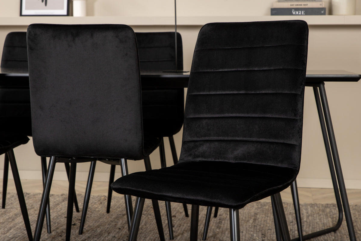 Venture Design Petra & Windu Matbord 90x190 + Matstolar Svart