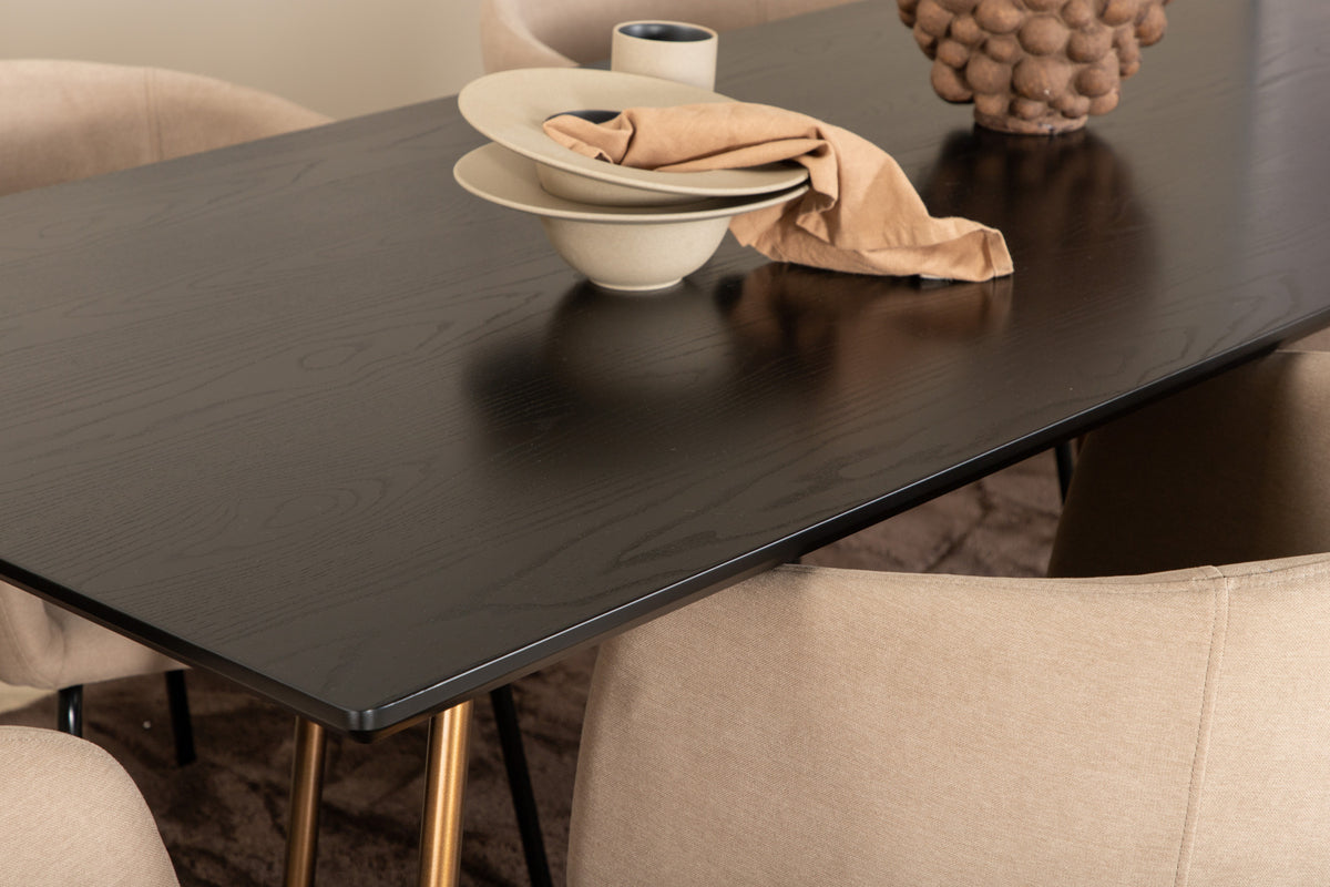 Venture Design Berit & Petra Matstolar Beige + Matbord 90x190