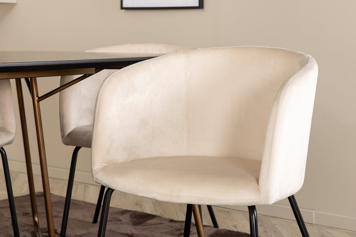Venture Design Berit & Petra Matstolar Beige + Rektangulära Matbord 190 x 90 Svart