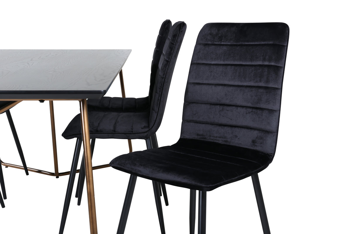 Venture Design Petra & Windu Matbord 90x190 + Matstolar Svart