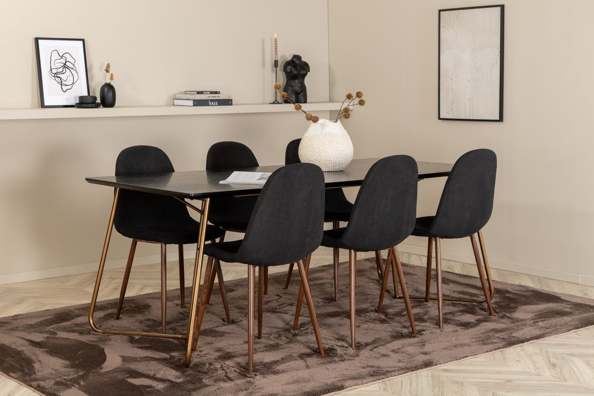 Venture Design Petra & Polar Matbord 90x190 + Matstolar Svart