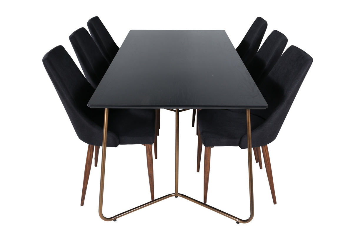 Venture Design Petra & Leone Matbord 90x190 + Matstolar Svart