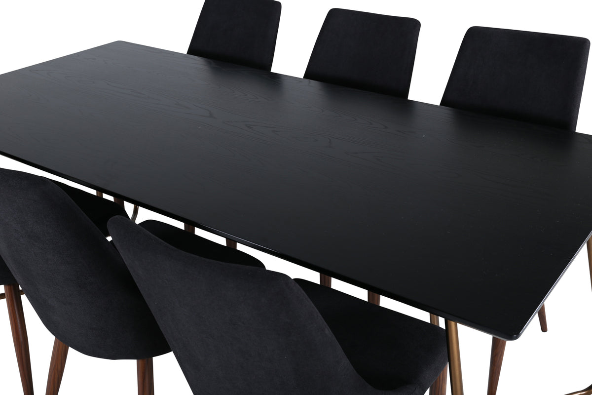 Venture Design Petra & Leone Matbord 90x190 + Matstolar Svart