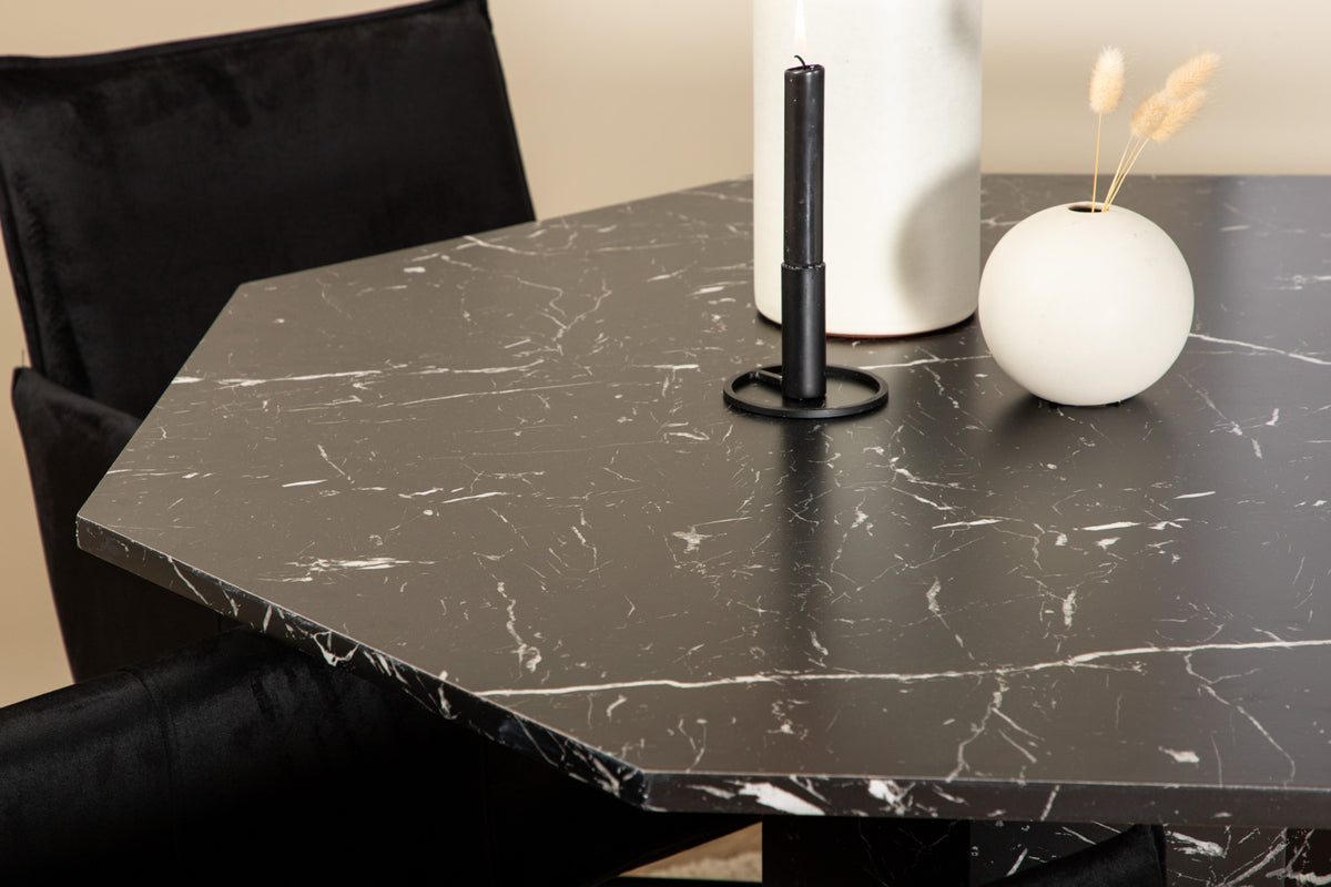 Venture Design Petra & Marbs Matstolar Svart + Runda Matbord ⌀110 Svart