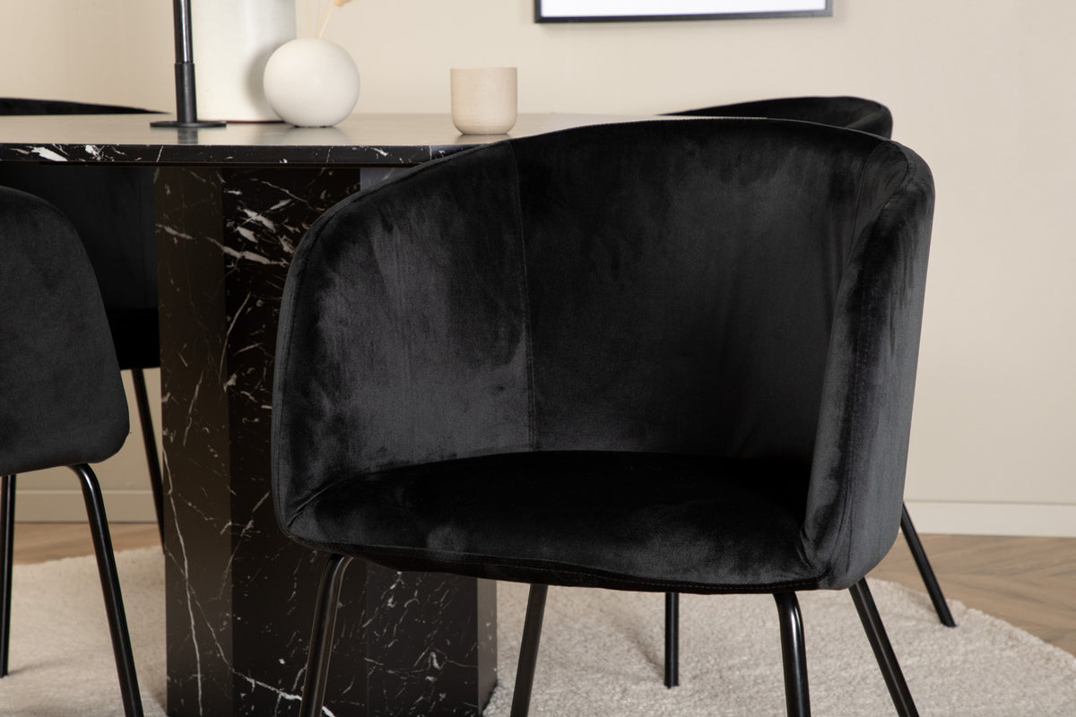 Venture Design Berit & Marbs Matstolar Svart + Runda Matbord ⌀110 Svart