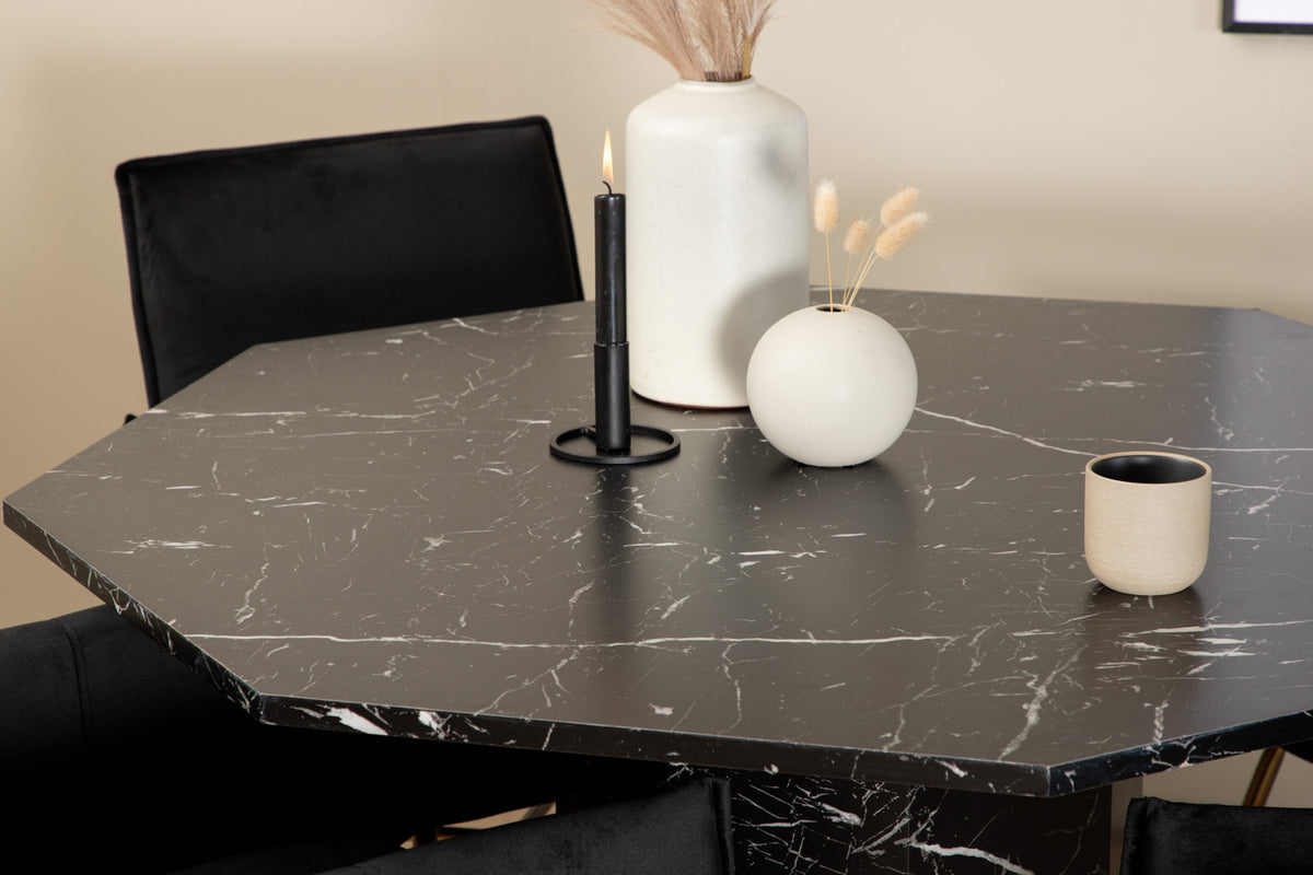 Venture Design Petra & Marbs Matstolar Svart + Runda Matbord ⌀110 Svart