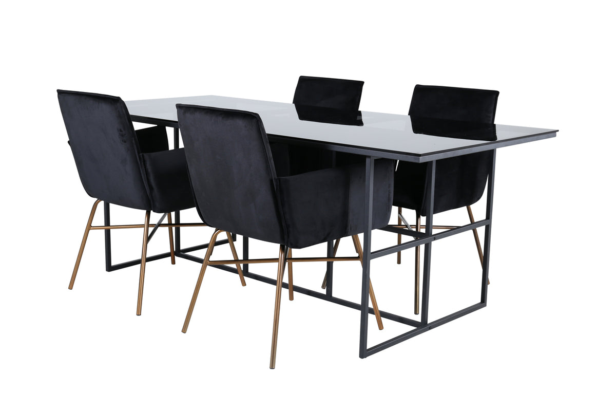 Venture Design Petra & Leif Matstolar Svart + Matbord 90x200