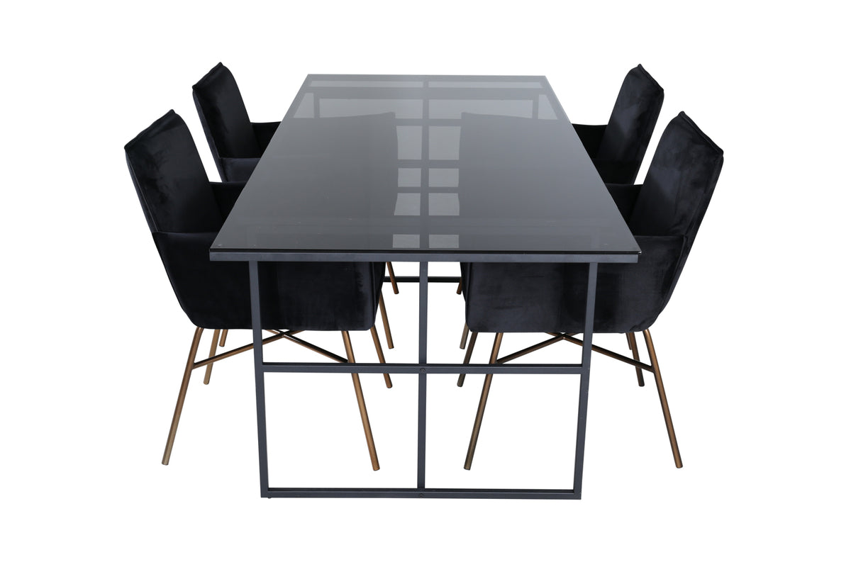 Venture Design Petra & Leif Matstolar Svart + Matbord 90x200