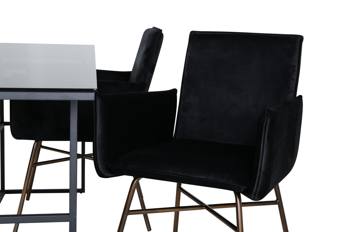 Venture Design Petra & Leif Matstolar Svart + Matbord 90x200