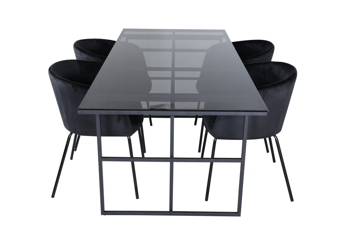 Venture Design Berit & Leif Matstolar Svart + Matbord 90x200
