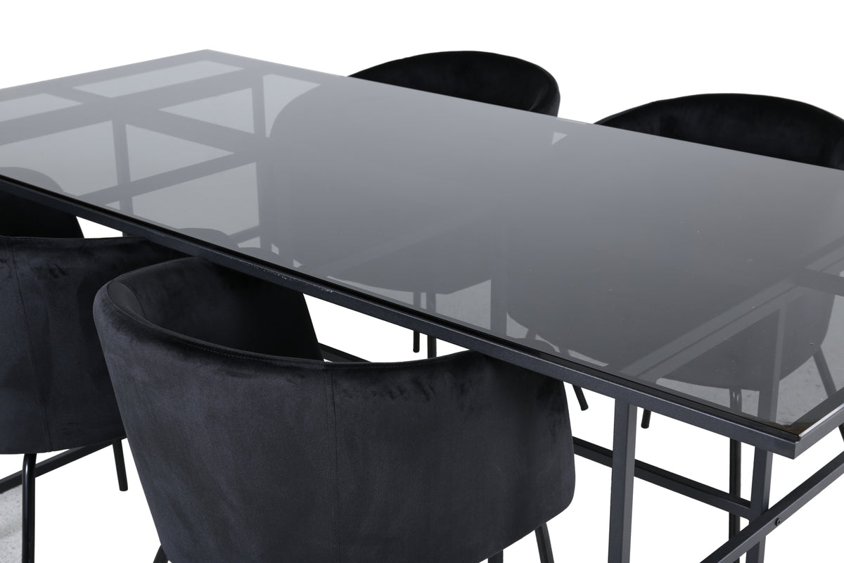 Venture Design Berit & Leif Matstolar Svart + Matbord 90x200
