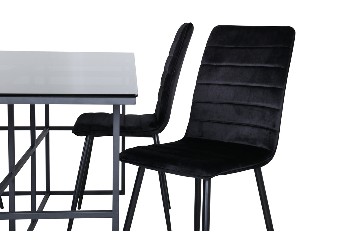 Venture Design Leif & Windu Matbord 90x200 + Matstolar Svart