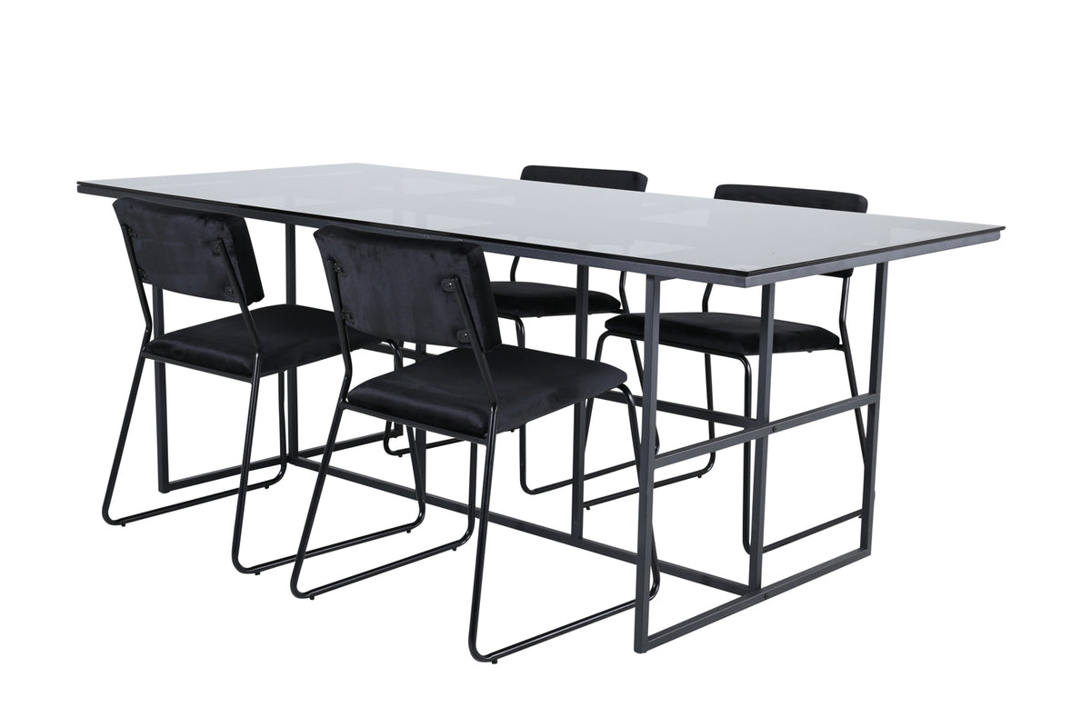 Venture Design Kenth & Leif Matstolar Svart + Matbord 90x200