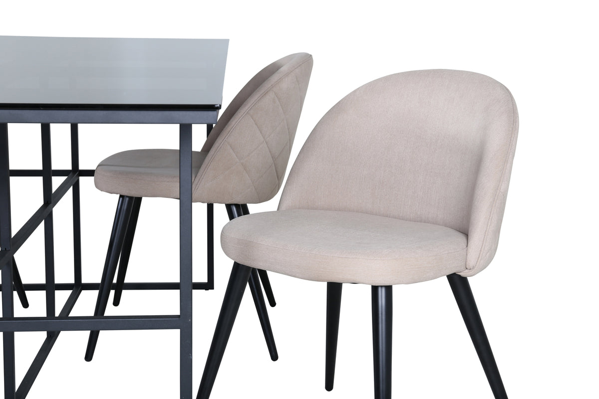 Venture Design Leif & Velvet Matbord 90x200 + Matstolar Beige