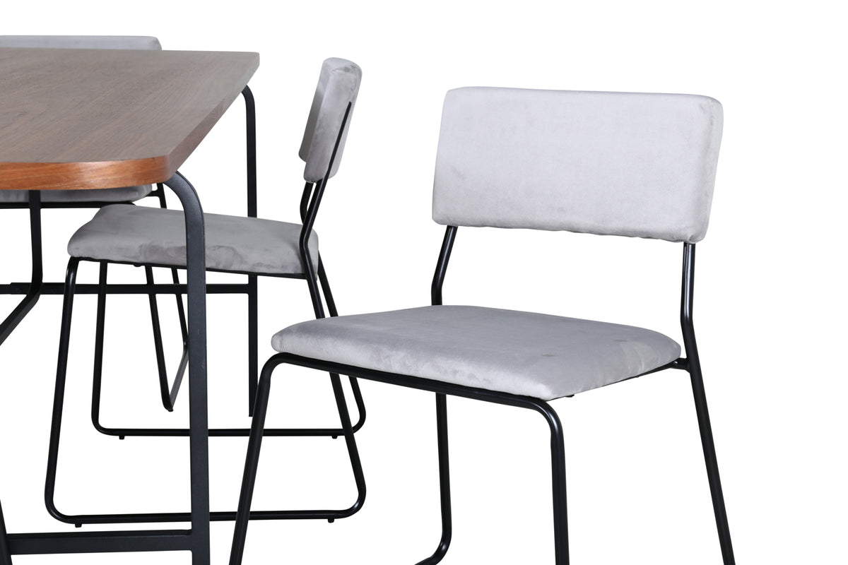 Venture Design Kenth & Uno Matstolar 2-pack Grå + Rektangulära Matbord 200 x 90 Natur