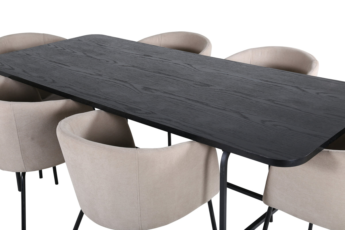 Venture Design Berit & Uno Matstolar Beige + Matbord 90x200