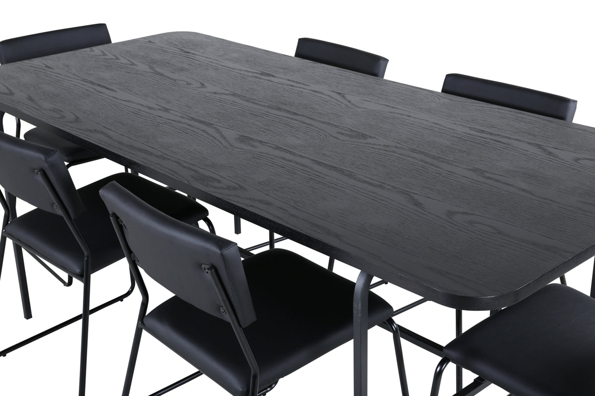 Venture Design Kenth & Uno Matstolar Svart + Matbord 90x200
