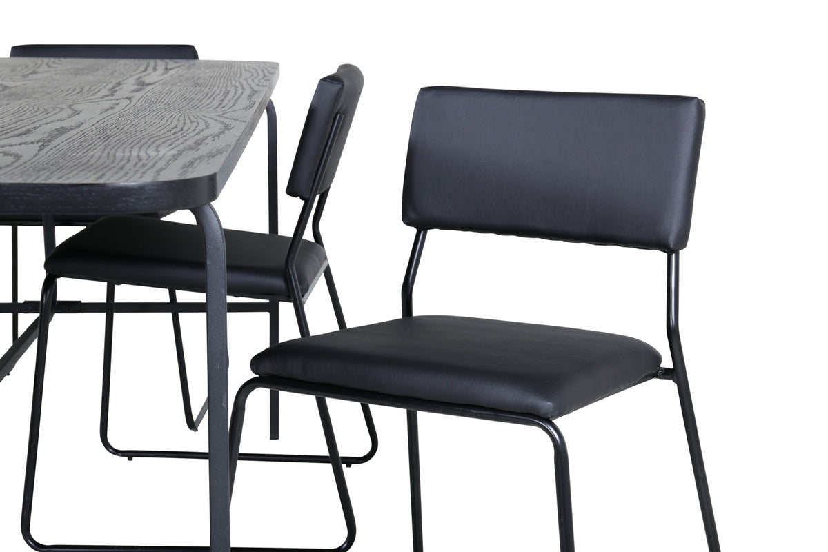 Venture Design Kenth & Uno Matstolar Svart + Matbord 90x200