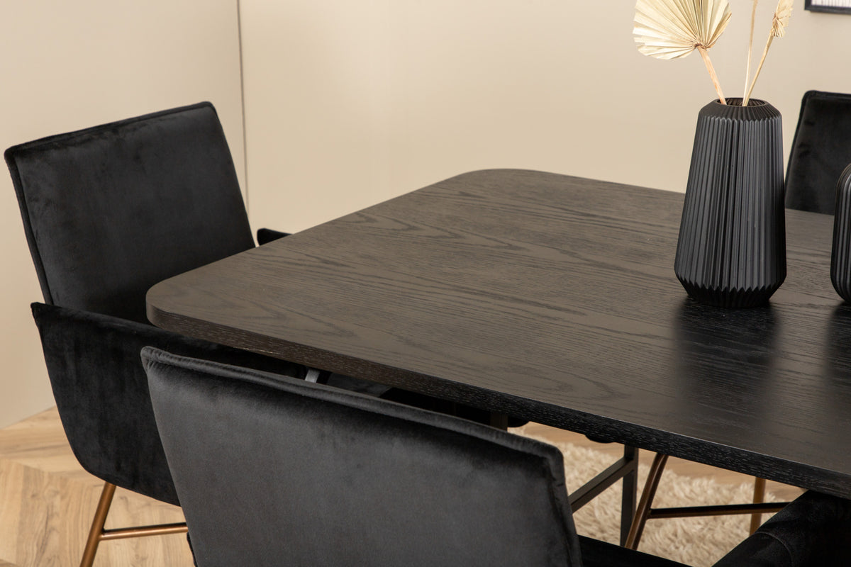 Venture Design Petra & Uno Matstolar Svart + Matbord 90x200