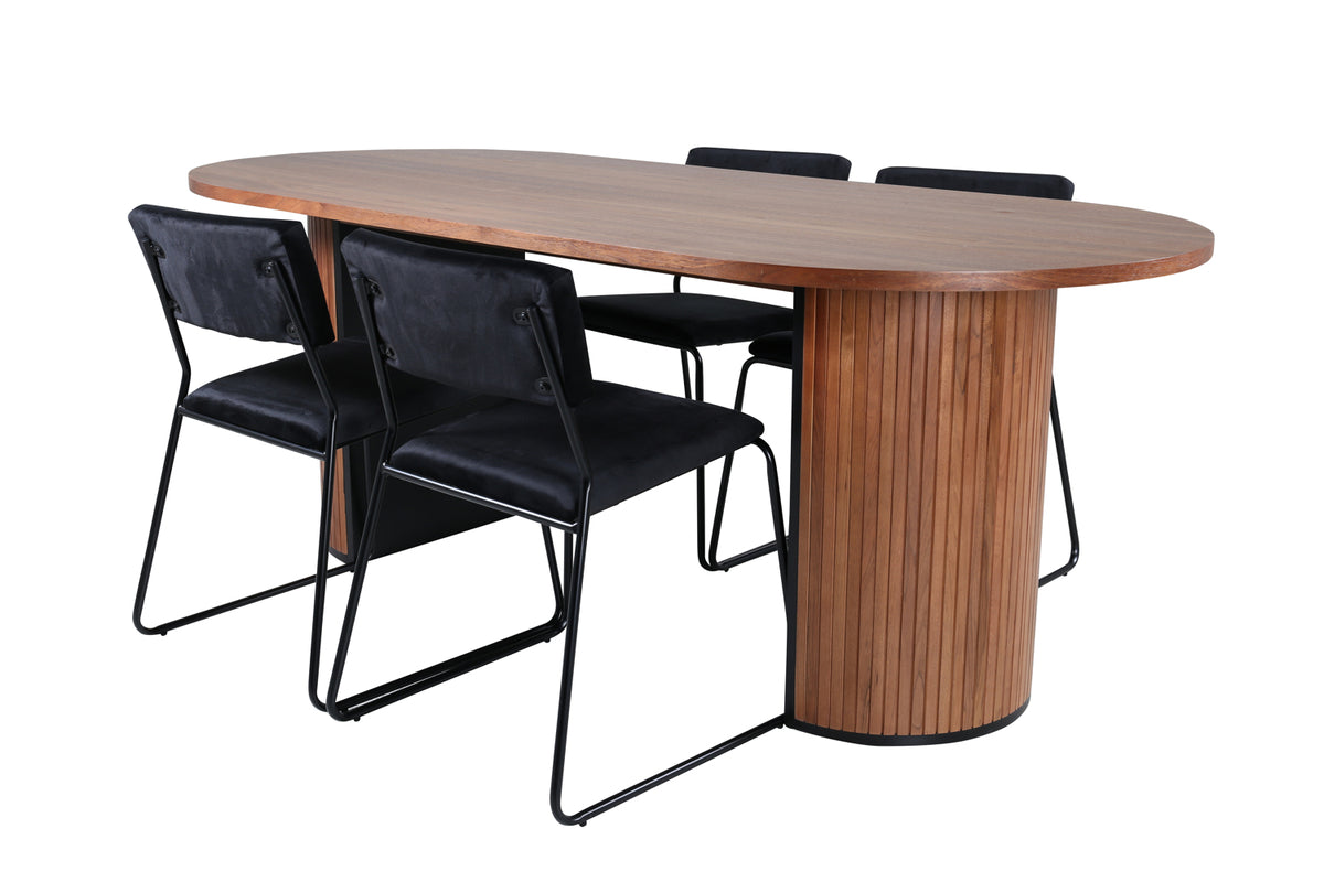 Venture Design Kenth & Bianca Matstolar Svart + Matbord 90x200