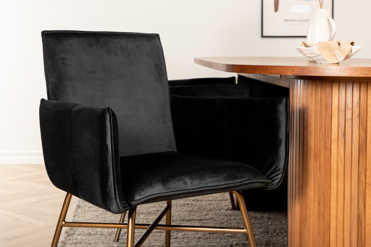 Venture Design Petra & Bianca Matstolar Svart + Matbord 90x200