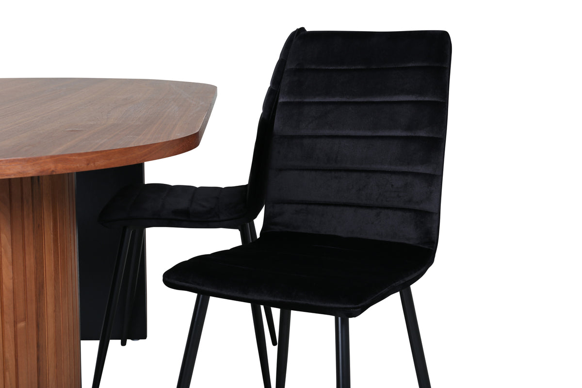 Venture Design Bianca & Windu Matbord 90x200 + Matstolar Svart