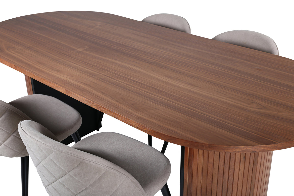 Venture Design Bianca & Velvet Matbord 90x200 + Matstolar Beige