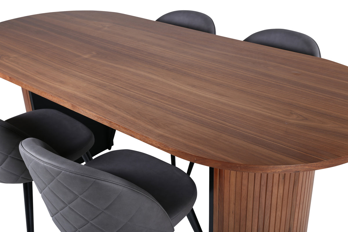 Venture Design Bianca & Velvet Matbord 90x200 + Matstolar Grå