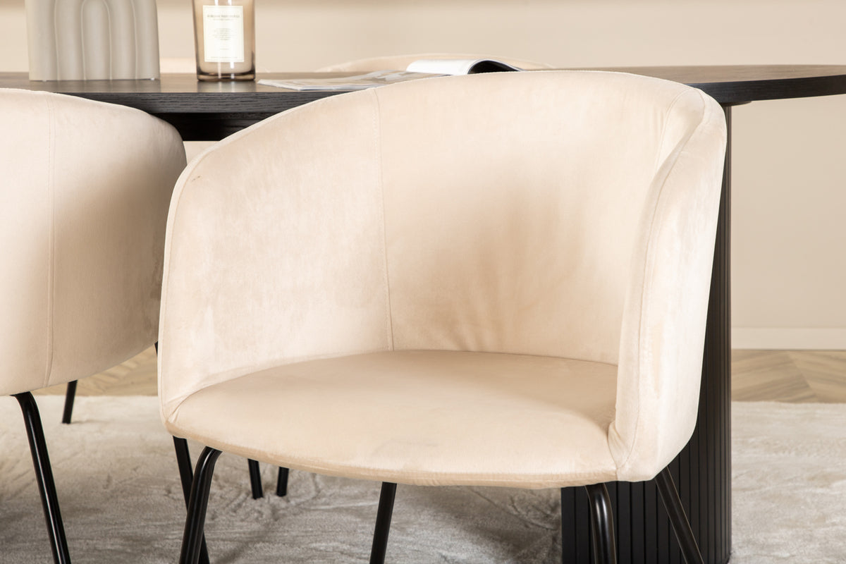 Venture Design Berit & Bianca Matstolar Beige + Matbord 90x200