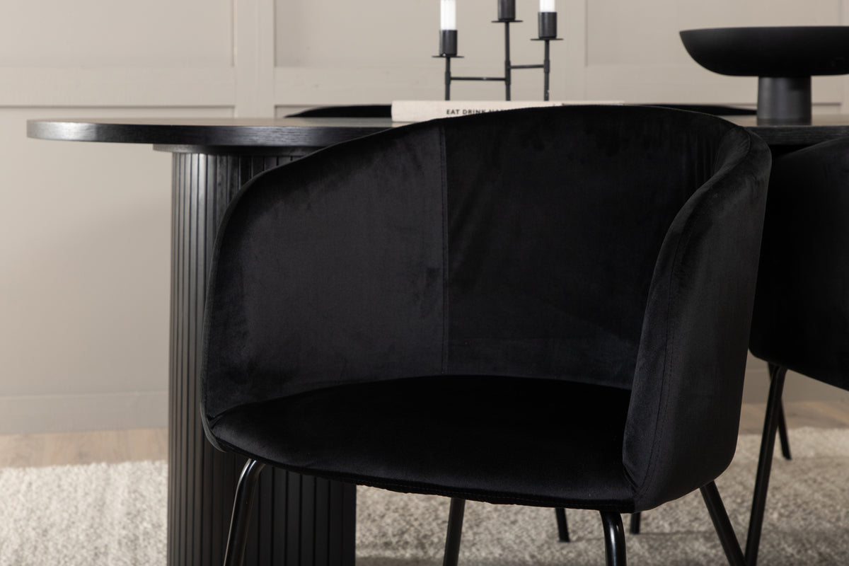 Venture Design Berit & Bianca Matstolar Svart + Matbord 90x200