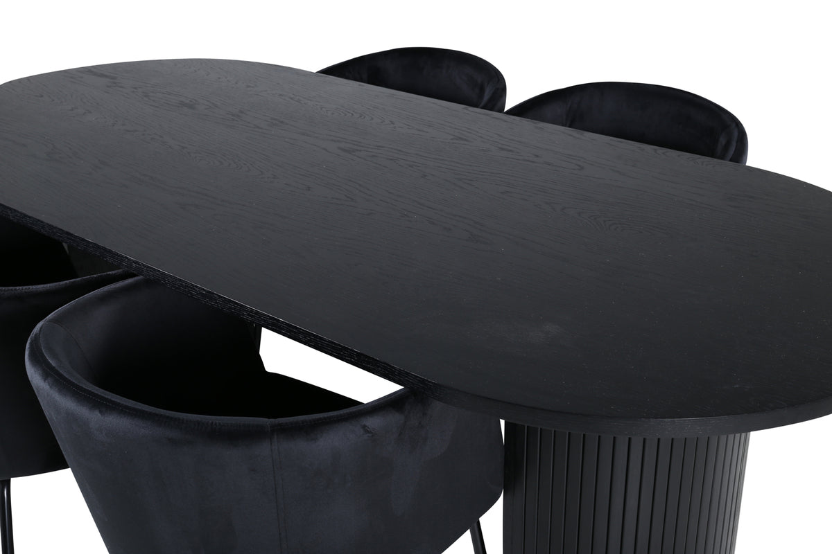 Venture Design Berit & Bianca Matstolar Svart + Matbord 90x200