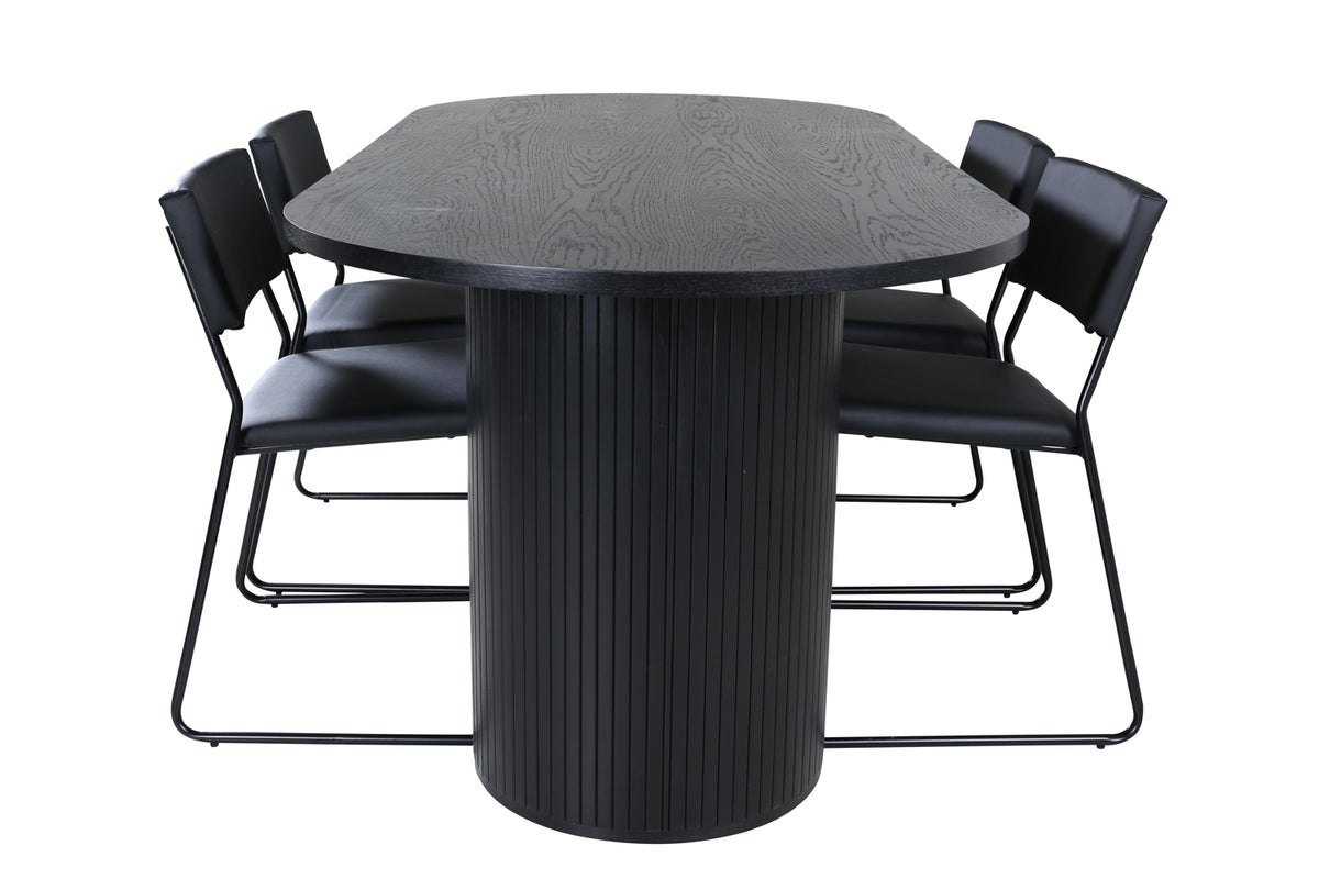 Venture Design Kenth & Bianca Matstolar Svart + Matbord 90x200