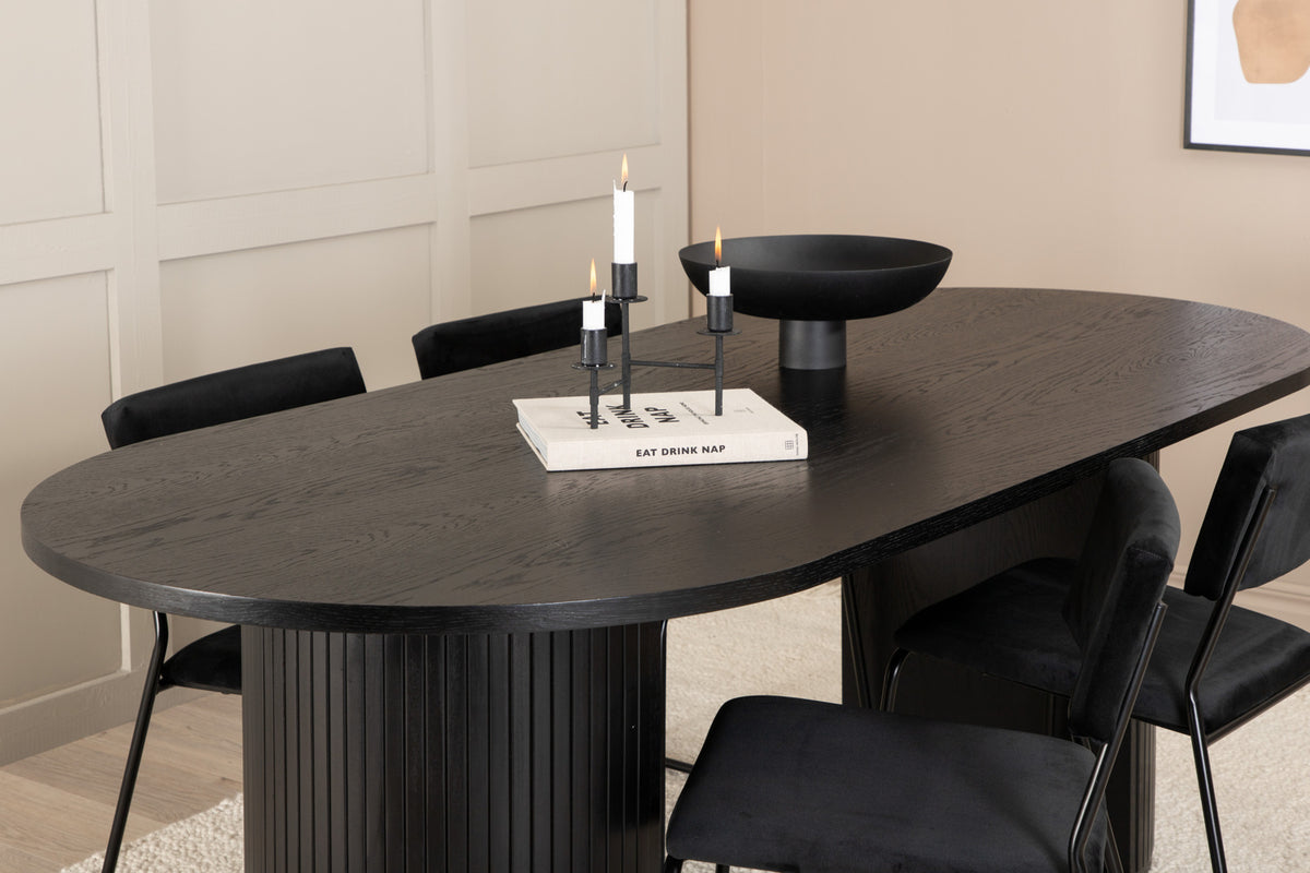 Venture Design Kenth & Bianca Matstolar Svart + Matbord 90x200