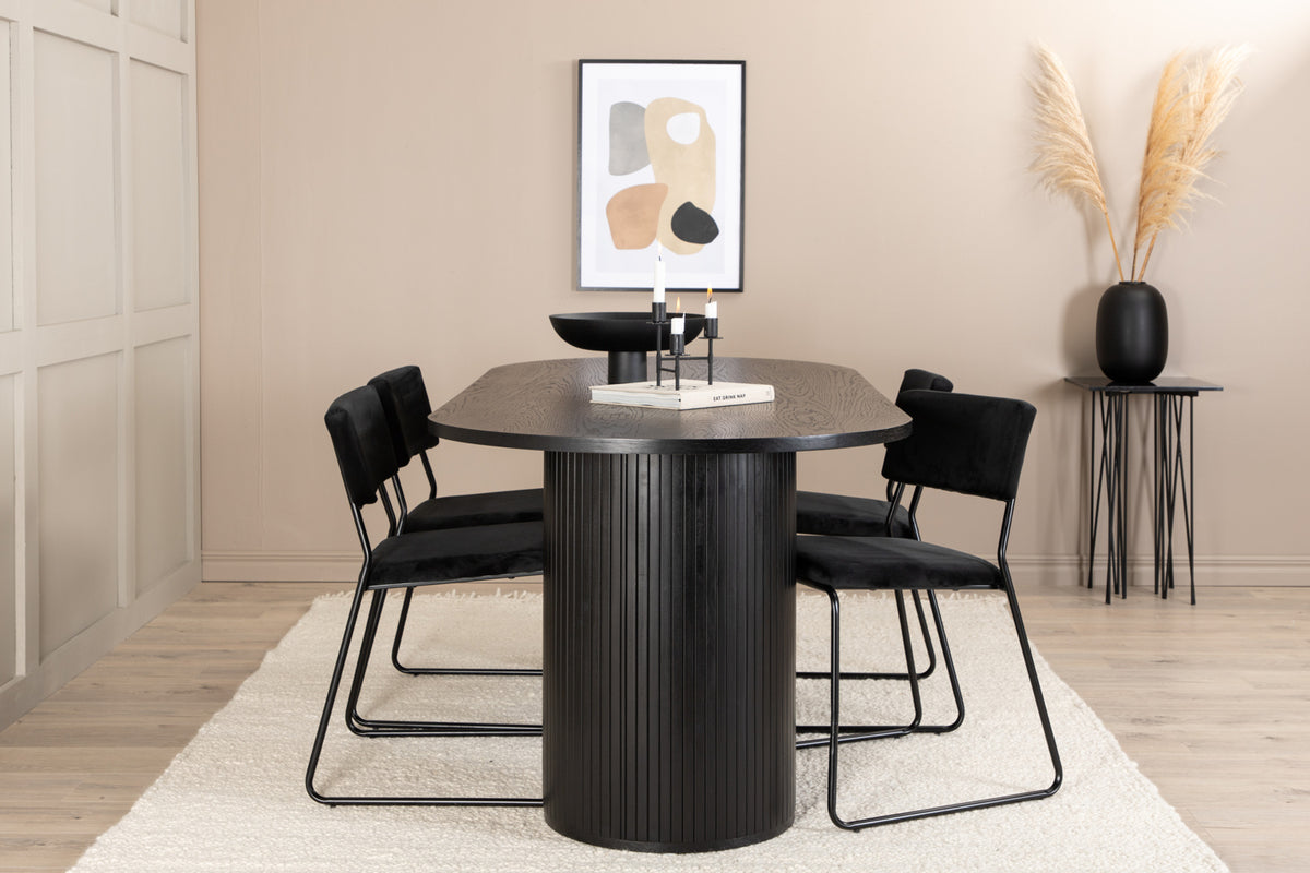 Venture Design Kenth & Bianca Matstolar Svart + Matbord 90x200