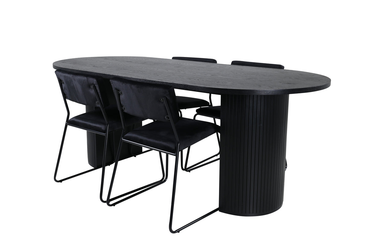 Venture Design Kenth & Bianca Matstolar Svart + Matbord 90x200